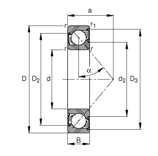 �ǽ��|���S�� 7202-B-2RS-TVP, ����(j��) DIN 628-1 ��(bi��o)��(zh��n)����Ҫ�ߴ磬���|�� �� = 40�㣬�ɂ�(c��)���ܷ�